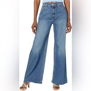 Hudson Jodie Wide Leg High Rise Raw Hem Denim Blue Jeans in Stages Size 29